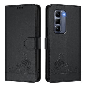 Чехол-книжка Cat Embossing Pattern на Infinix Hot 50 Pro+ 4G - черный