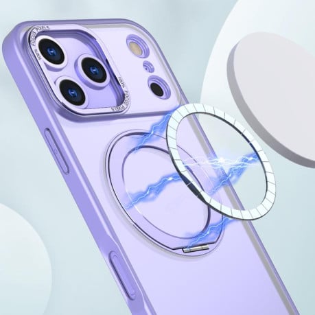Чехол kalebol с MagSafe и подставкой 360 Metal Ring Holder на iPhone 17 Pro - фиолетовый