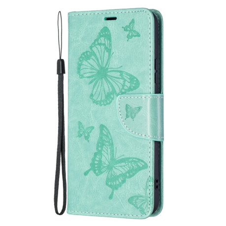 Чехол-книжка Butterflies Pattern на Samsung Galaxy S22 Plus 5G - зеленый