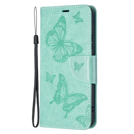 Чохол-книжка Butterflies Pattern для Samsung Galaxy S22 Ultra 5G - зелений
