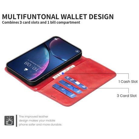 Чехол-книжка Lambskin Texture Pure Color на Xiaomi Redmi 15C 5G/4G EU 173mm/Poco C85 5G - красный