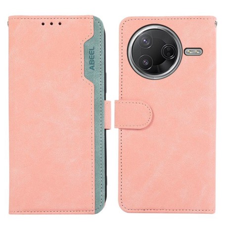 Чехол-книжка ABEEL Color Block Magnetic RFID Leather на Xiaomi Poco F7 Pro / F7 Ultra Global - Pink-Cyan
