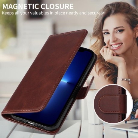 Чоловіча книжка Classic Calf Texture Flip Leather на OPPO Reno13 Pro Global - коричневий