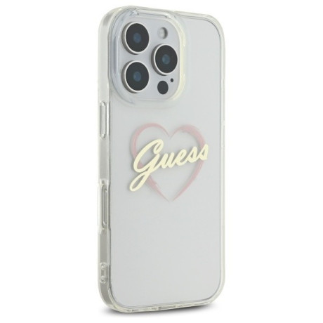 Оригинальный чехол Guess IML Heart для iPhone 16 Pro Max - Transparent