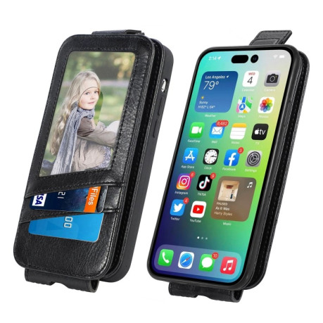 Флипп-чехол Zipper Wallet Vertical для iPhone 14 Pro Max - черный