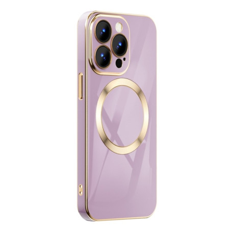 Противоударный чехол 6D Gold Plated Magsafe на iPhone 14 Plus - фиолетовый