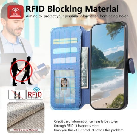 Чохол-книжка Twill Fabric з MagSafe RFID+кишенька на карт на Samsung Galaxy A07 4G / 5G - синій