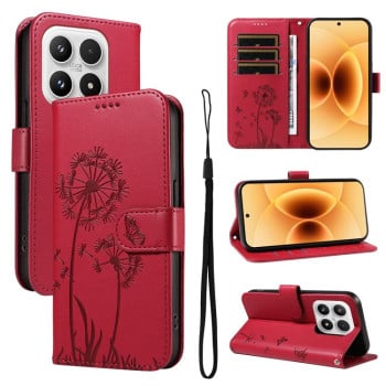 Чохол-книжка Dandelion Embossed Pattern Flip Leather на Xiaomi 17 — червоний
