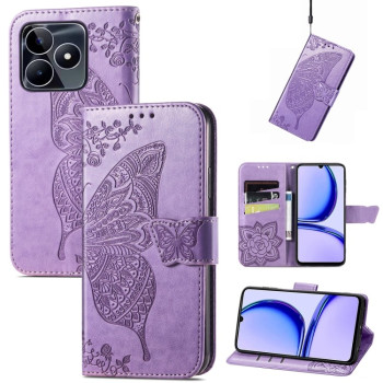 Чехол-книжка Butterfly Love Flower Embossed для Realme C53/C51 - фиолетовый