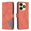Чехол-книжка с фактурой Rhombus и магнитным хлястиком на Infinix Smart 8 - коричневый