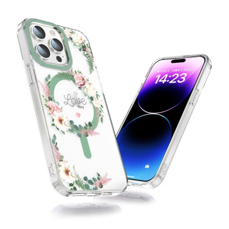 Чехол противоударный with Magsafe Magnetic Shockproof для iPhone 15 Pro - White Pink Rose