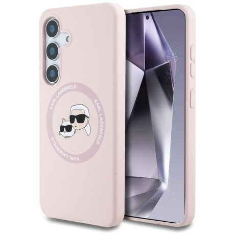 Оригінальний чохол Karl Lagerfeld Silicone Double Heads And Circle MagSafe для Samsung Galaxy S25 Plus - Pink