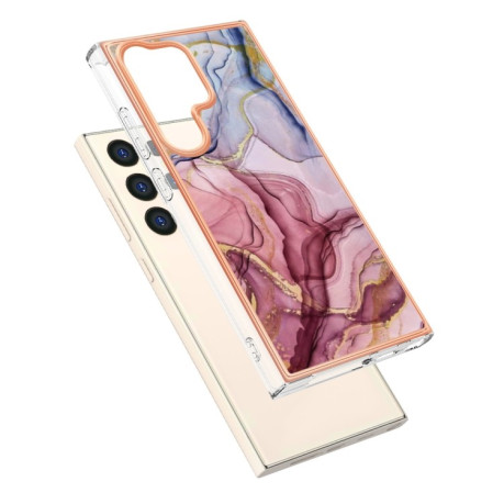 Противоударный чехол Electroplating IMD для Samsung Galaxy S24 Ultra 5G -розово-красный