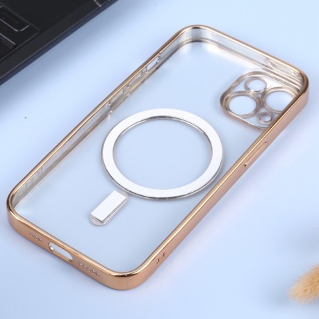 Противоударный чехол MagSafe Electroplating Straight для iPhone 14 - золотой