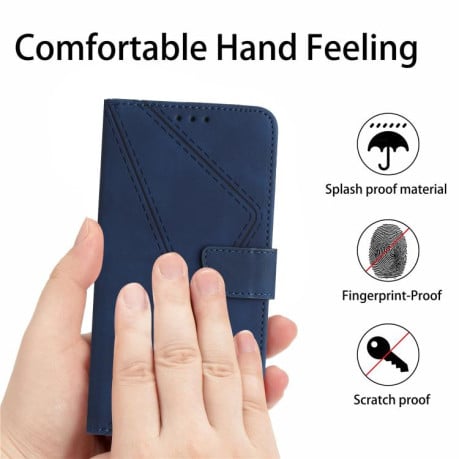 Чехол-книжка Stitching Embossed Leather на OnePlus 15R — синий