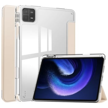 Чехол-книжка 3-Fold Clear Back для For Xiaomi Pad 6 / 6 Pro - Apricot