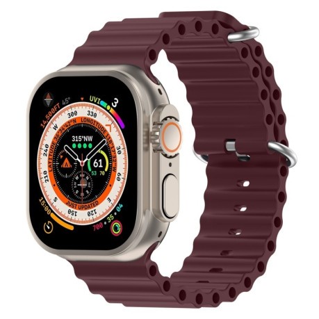 Силиконовый ремешок Ocean для Apple Watch Ultra 49mm/45mm /44mm - винно-красный