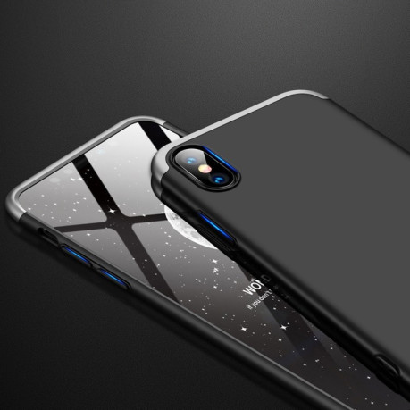 3D чехол GKK на iPhone X / XS -черно- серебристый