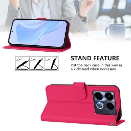Чехол-книжка Skin Feel Solid Color Leather для Infinix Note 40 4G - пурпурно-красный