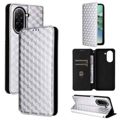 Чехол-книжка Cubic Grid Texture Flip Leather для Xiaomi Redmi A5 4G 173.3mm - серебристый