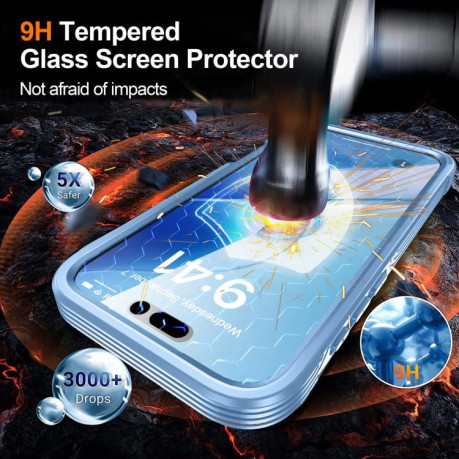 Двосторонний противоударный чехол Life Waterproof MagSafe Magnetic Rugged для iPhone 17 Pro - голубой