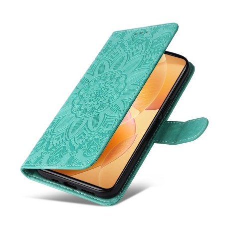 Чехол-книжка Embossed Sunflower для Xiaomi 14T Pro - зеленый