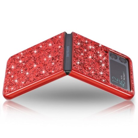 Ударозащитный чехол Glittery Powder на Samsung Galaxy Z Flip3 5G - красный