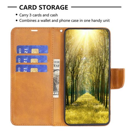 Чехол-книжка Lambskin Texture Pure Color на Motorola Edge 70 Fusion  — жёлтый
