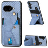 Противоударный чехол Carbon Fiber Card Wallet Ring Holder для Google Pixel 9a - синий