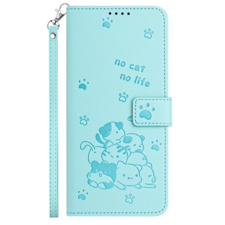 Чехол-книжка Embossed Kitten Phone Leather для Infinix Note 50 4G / 50 Pro 4G - зеленый