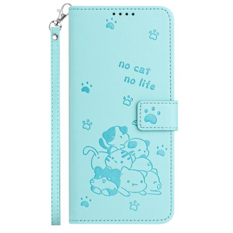 Чехол-книжка Embossed Kitten Phone Leather для Xiaomi Redmi A5 4G / Poco C71 - зеленый
