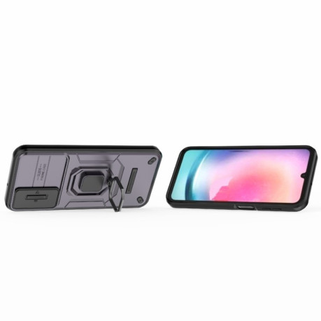 Противоударный чехол Sliding Camshield для Samsung Galaxy A24 4G - фиолетовый