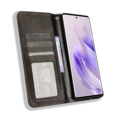 Чехол-книжка Magnetic Buckle Retro Crazy Horse Texture на Infinix Zero 30 4G - черный