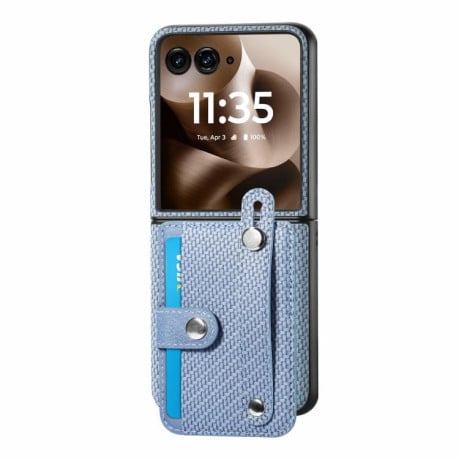 Противоударный чехол Wristband Kickstand Card для Motorola Razr 60 Ultra - синій