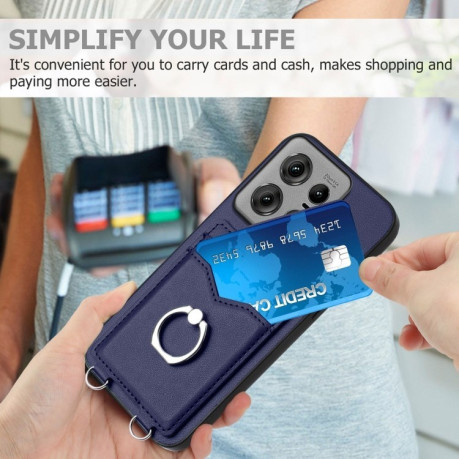 Протиударний чохол R20 Ring Card Holder для Motorola Edge 50 Pro 5G - синій