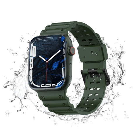 Силиконовый ремешок Waterproof Double Buckle для Apple Watch Series 8/7 41mm / 40mm / 38mm - зеленый