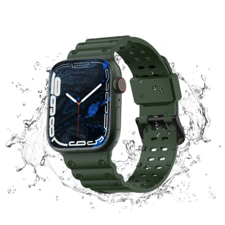 Силиконовый ремешок Waterproof Double Buckle для Apple Watch Ultra 49mm / 45mm / 44mm / 42mm - зеленый