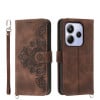 Чохол-книжка Skin-feel Flowers Embossed для Xiaomi Redmi Note 14 4G 164.84mm - коричневий