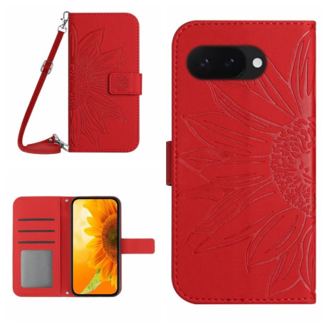 Чехол-книжка Skin Feel Sun Flower для Google Pixel 9a - красный