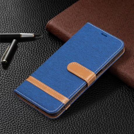 Чехол-книжка Color Matching Denim Texture на Samsung Galaxy M32/A22 4G - синий