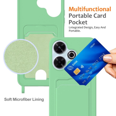 Силіконовий чохол Integrated Card Bag Solid Color Liquid Silicone на Xiaomi Poco M6 4G - зелений