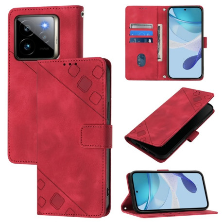 Чехол-книжка Skin-feel Embossed для Realme GT 7 Pro 5G - красный