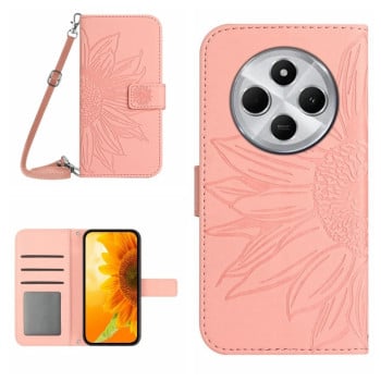 Чехол-книжка Skin Feel с рисунком подсолнуха на Redmi 14C 4G/Poco C75/Redmi A4 5G  - розовый