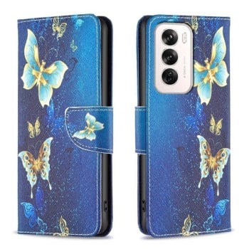Чехол-книжка Colored Drawing Pattern для OPPO Reno 12 Global - Butterfly