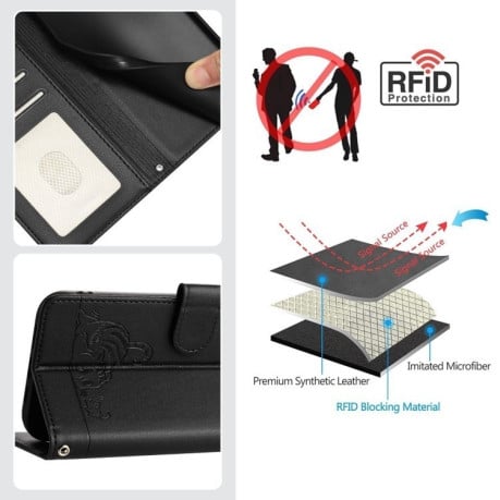 Чохол-книжка з тисненням Cat Rat захистом від сканування RFID на OnePlus Nord 4 5G - чорний