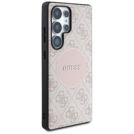 Оригінальний чохол Guess 4G Round Patch Classic Logo MagSafe для Samsung Galaxy S25 Ultra - Pink