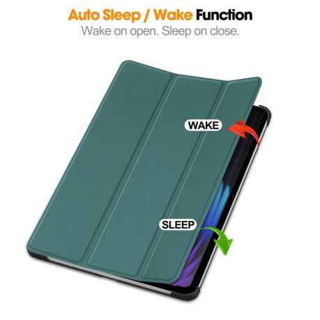 Чехол Custer Texture Three-folding Sleep/Wake-up для Xiaomi Pad 7 / 7 Pro- черный - зеленый