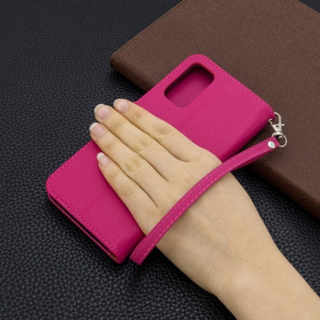 Чехол-книжка Litchi Texture Pure Color на Samsung Galaxy S20- пурпурно-красный