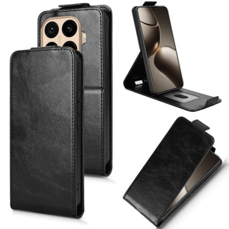 Флип-чехол Magnetic Vertical Flip Leather на Xiaomi 15T Pro 5G - черный