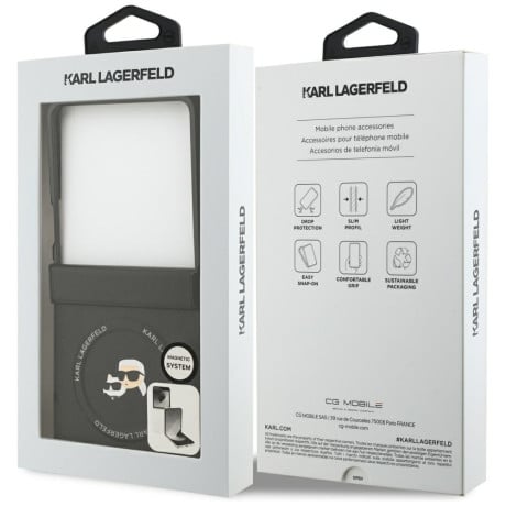 Оригинальній чехол Karl Lagerfeld Karl&amp;amp;Choupette Pins MagSafe на Samsung Galaxy Flip 7 - Black